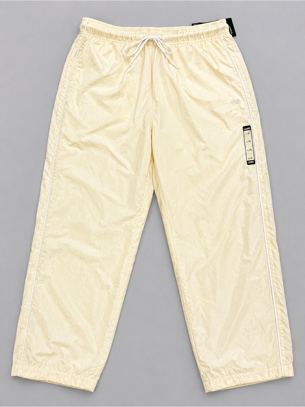 LCKR Men’s Relaxed Fit Track Pants Large Cream Nylon Wide Leg - Picture 2 of 6